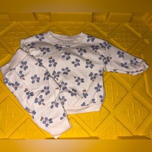 Carter's White and Blue Floral Sweatshirt & Pants Set
